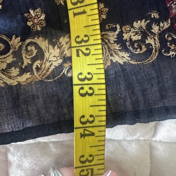 Vintage Short Circuit Skirt Free Size Navy Boho Print Gauzy Festival 90s Peasant - Picture 7 of 7